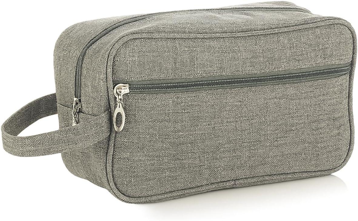 Necessaire Masculina para Viagem Nylon com Alça Lateral Dois Compartimentos Bolsa de Toilette Executiva Organizador Perfumes Shampoo (CINZA)
