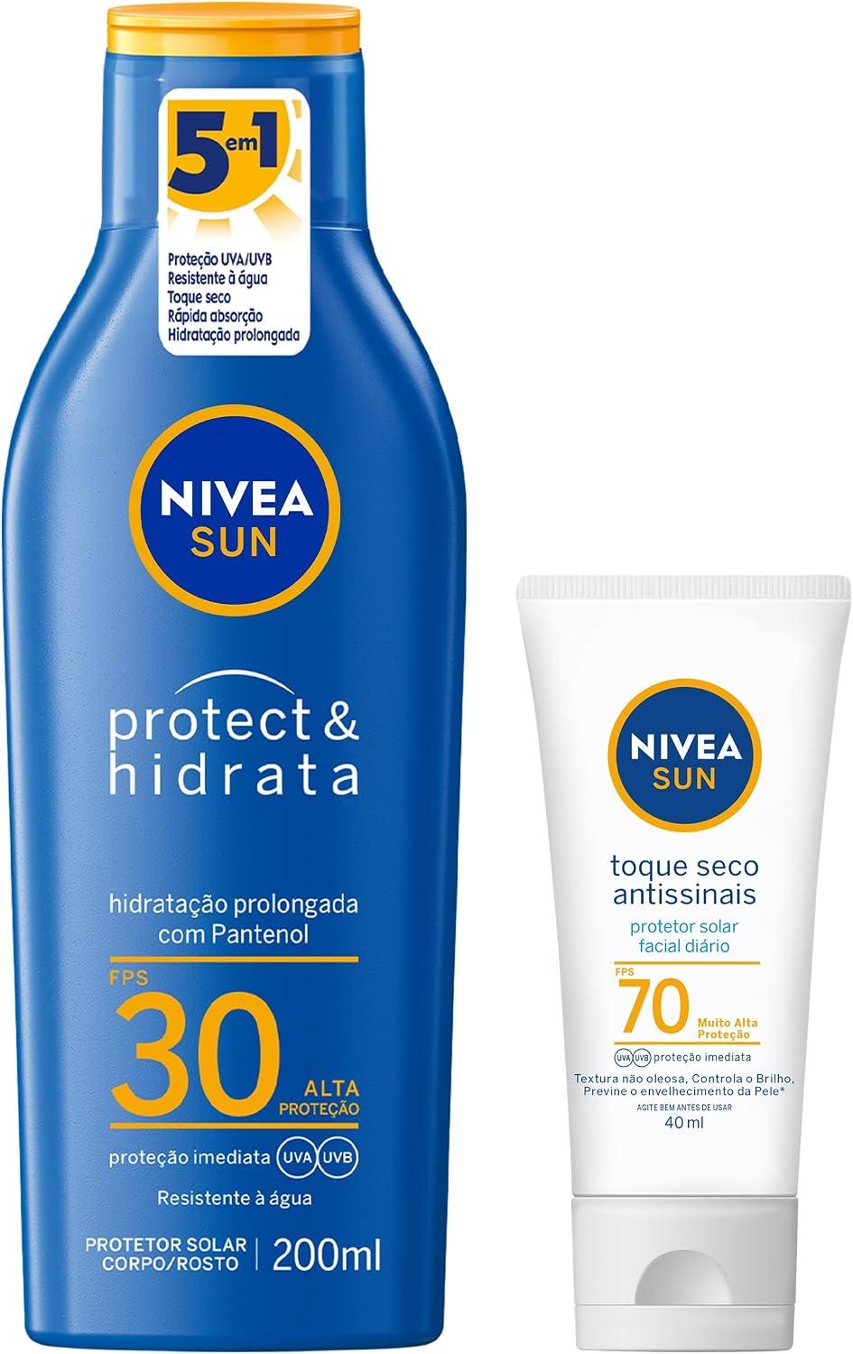 Protetor Solar Corporal e Facial NIVEA, Kit com 2 Unidades