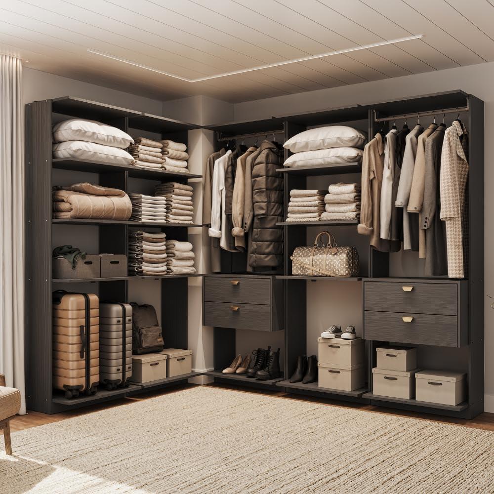 Closet Canto 4 Gavetas Alasca Carraro (Preto Touch)