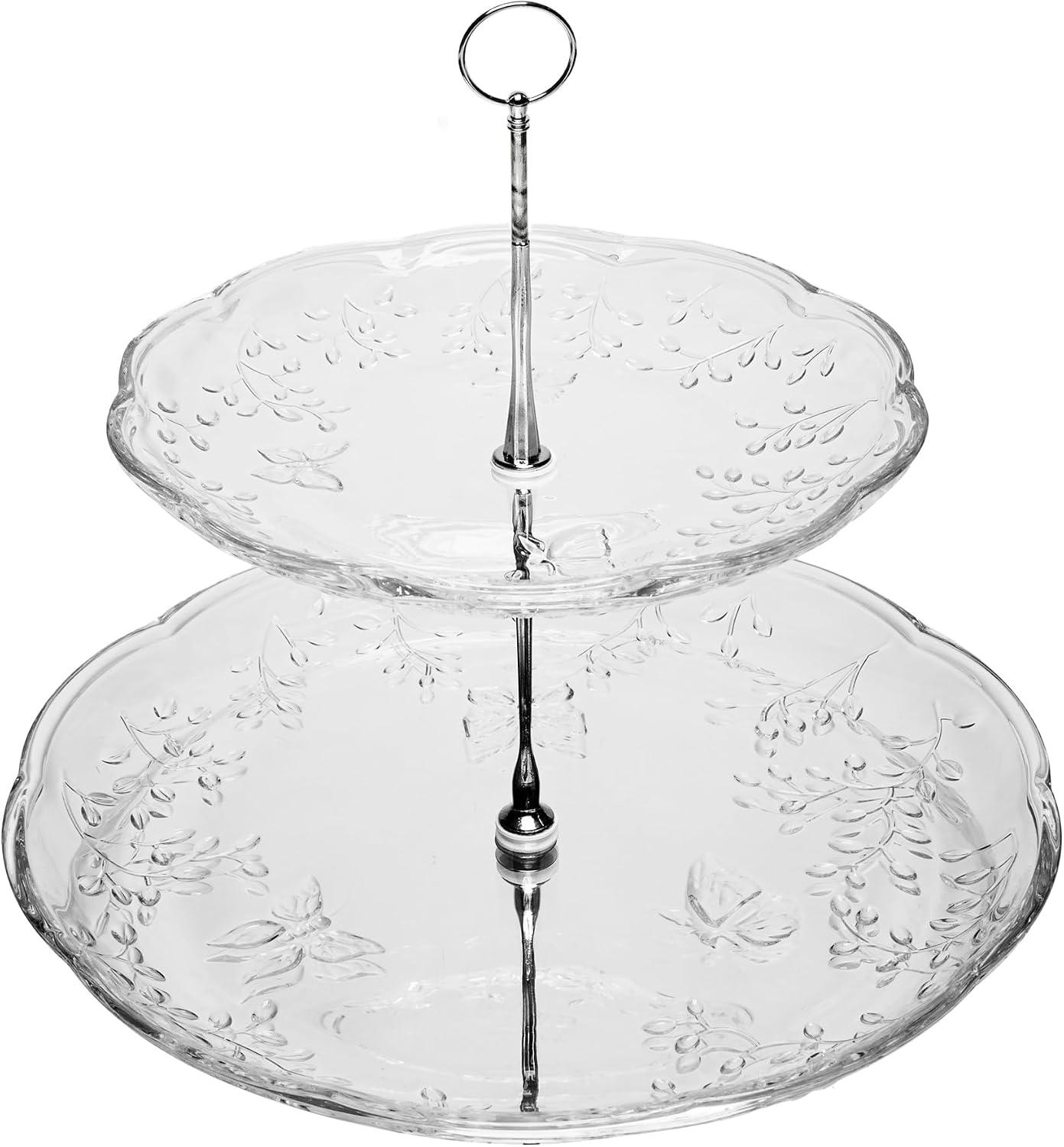 LYOR - Prato para Doce 2 Andares New Butterfly 20cm/26cm Cristal Ecológico