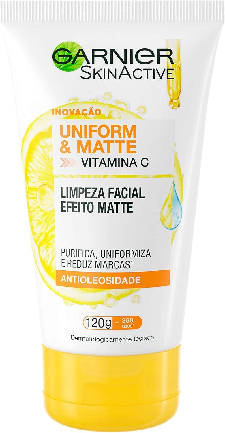Garnier Uniform & Matte Sabonete Facial Antioleosidade, Vitamina C 120g