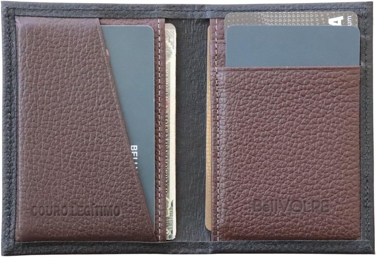 Carteira Masculina Antifurto Proteção RFID Slim Mini Couro Legítimo Cartões Cédulas CNH CIN Loja de Fabrica (Preto e Marrom)