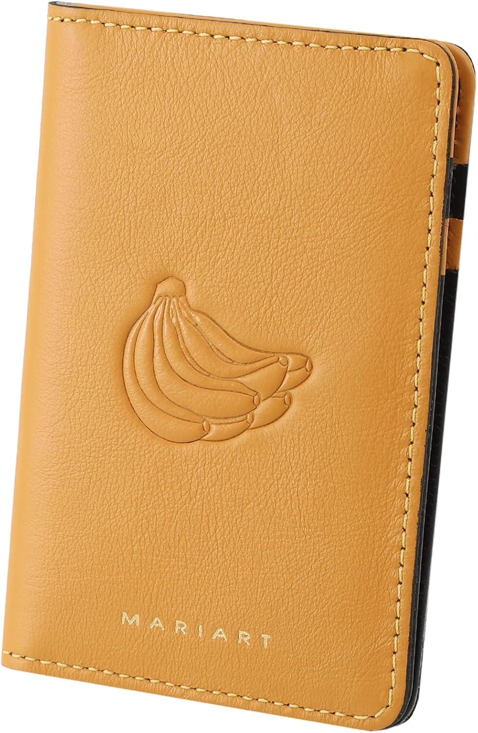 Mariart Carteira de Couro Bovino Legítimo Flora c/Proteção Antifurto RFID (Amarelo Nanica)