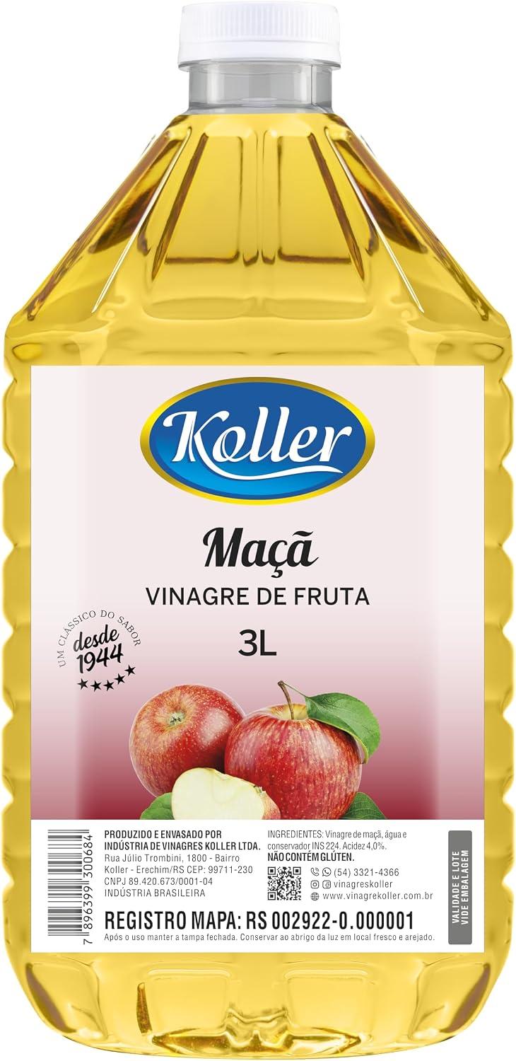 Koller Vinagre de Fruta Maçã, 3L, Acidez 4,2%, Rico em Polifenóis, Sem Glúten, Ideal para Saladas e Molhos
