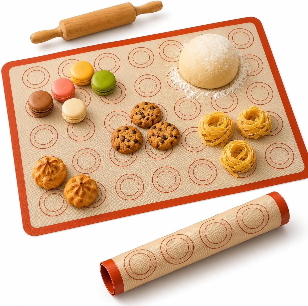 Tapete Culinário de Silicone Antiaderente 42x30cm Reutilizável para Assar, Abrir Massas, Biscoitos, Pães, Pizza e Confeitaria, Base Antiderrapante (1)