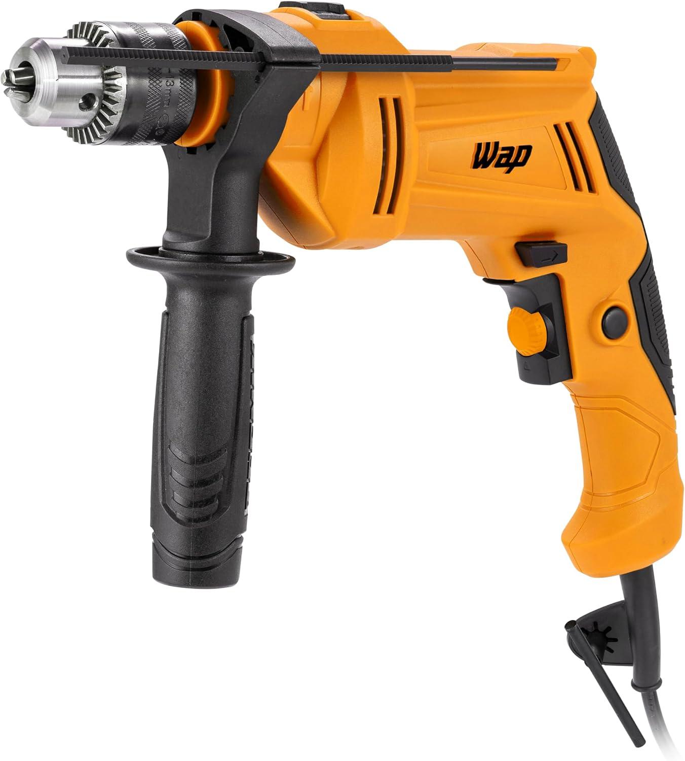 WAP Parafusadeira e Furadeira Impacto 1/2" WF 700 FE13, Limitador de Profundidade e Empunhadeira Auxiliar 40Nm 700W 220V