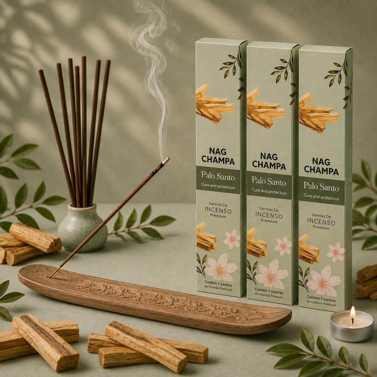 Kit 3 Caixas Incensos Palo Santo Nag Champa (7 Varetas por Caixa)