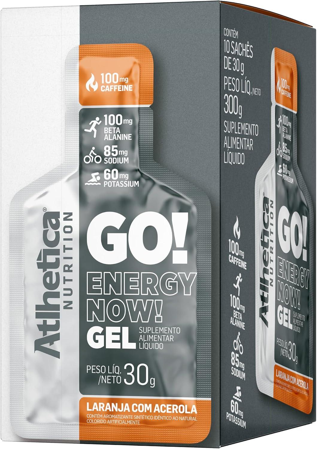 Atlhetica Nutrition GO! Energy Now Gel (10 Sachês de 30g) - Sabor Laranja com Acerola