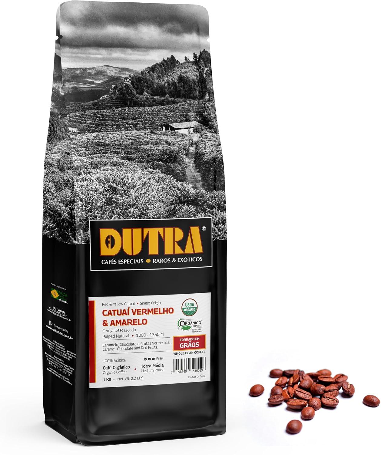 Café Dutra, Orgânico Especial, Catuaí Vermelho e Amarelo, Torrado em Grãos, 1kg