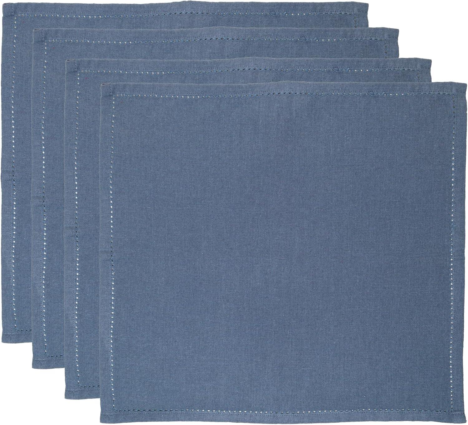 LYOR - Conjunto 4 Guardanapos Momentos 40cm x 40cm Azul Algodão