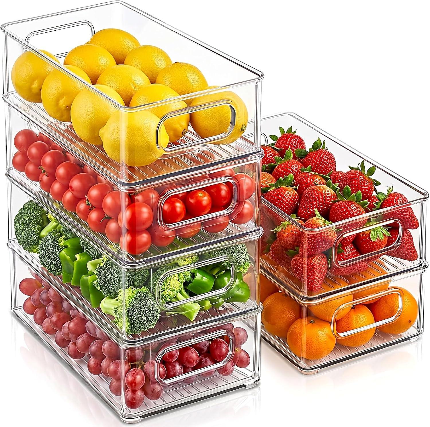 Kit 6 Organizadores Geladeira Armário Despensa Lavanderia Multiuso Empilháveis Modular