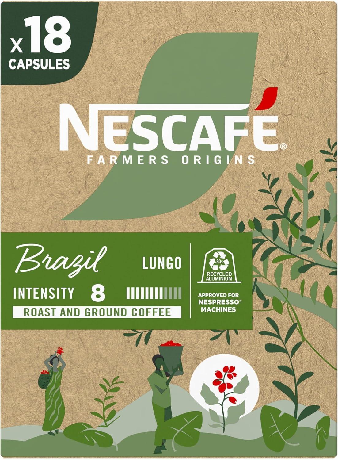 Café em Cápsula Nescafé Farmers Origins Brazil - compatível máquina Nespresso, 18 cápsulas 44g