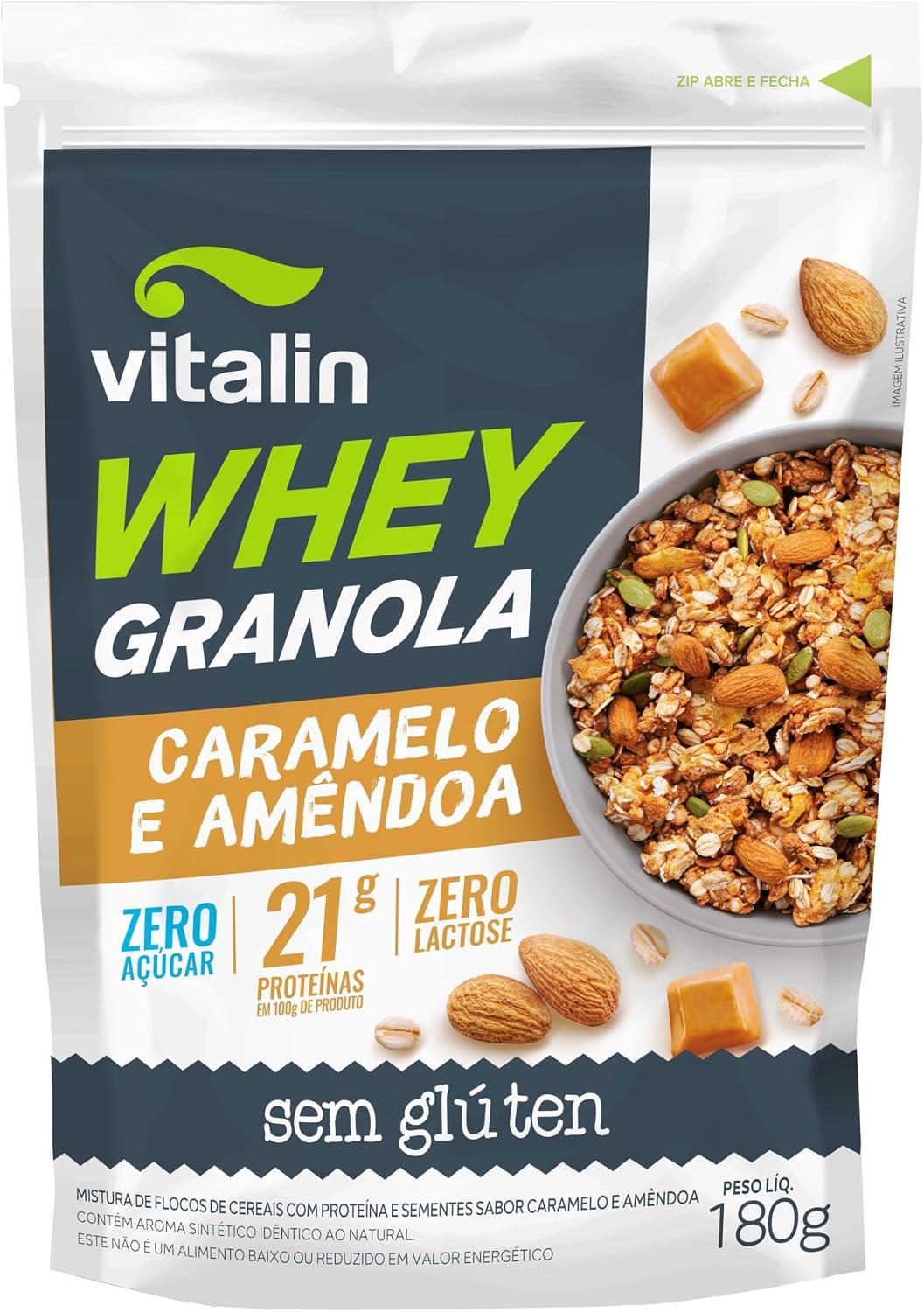 Vitalin Whey Granola Caramelo e Amendoa ZERO 180G