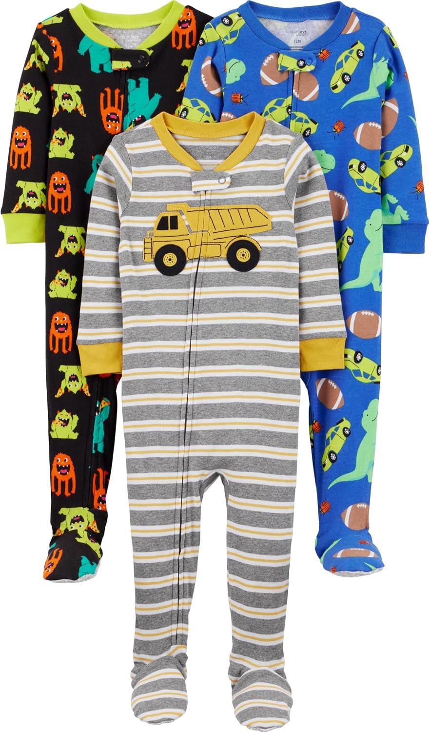 Macacão de dormir para bebês Pijama de algodão com pés justos Simple Joys by Carter'sMeninos