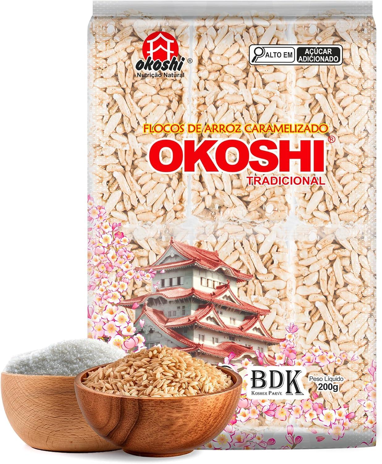 OKOSHI - Okoshi Tradicional 12 Barrinhas - Snacks Saudáveis, Lanches Fit para a Dieta - Vegano, Sem Glúten, Sem Lactose, Sem Gordura Trans, Kosher - 200g