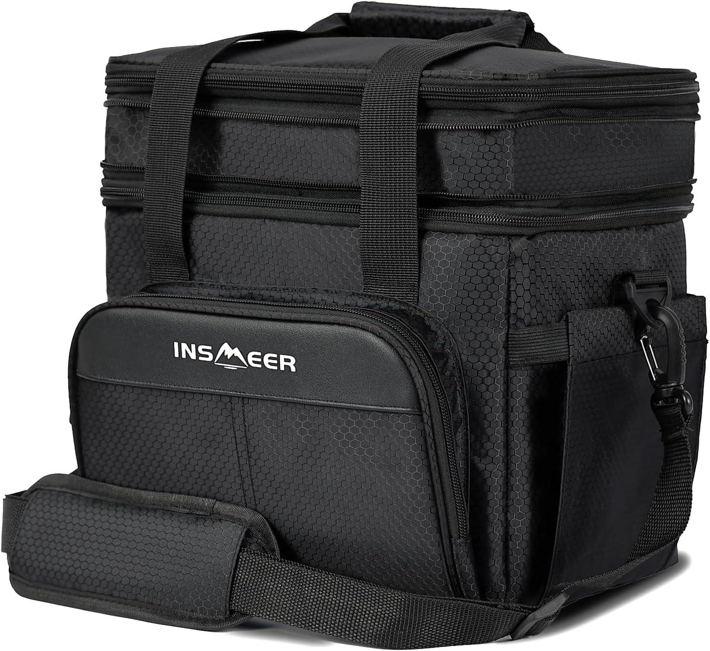INSMEER Bolsa Termica Grande -Lancheira De 20 Litros - À Prova De Vazamentos - Alça De Ombro - Feminino/Homem - Projetadopara Trabalho, Escola, Uso Externo. (Preto)
