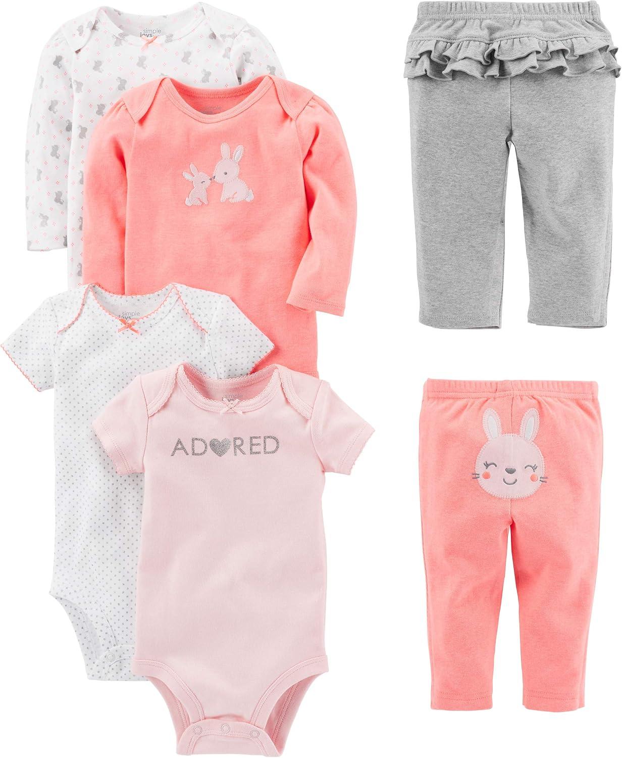 Conjunto de calças 6-piece Bodysuits (Short and Long Sleeve) and Pants Set Simple Joys by Carter'sMeninas