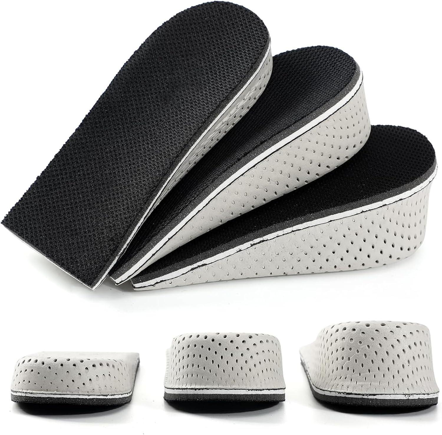 3 Par Palmilha Altura, GODREAM Palmilha Aumento de Altura em 2, 3 e 4 cm, Palmilhas Elevadora Invisíveis para Aumentar Estaltura, Anti Impacto, Palmilhas de Altura Tenis para Homens e Mulheres