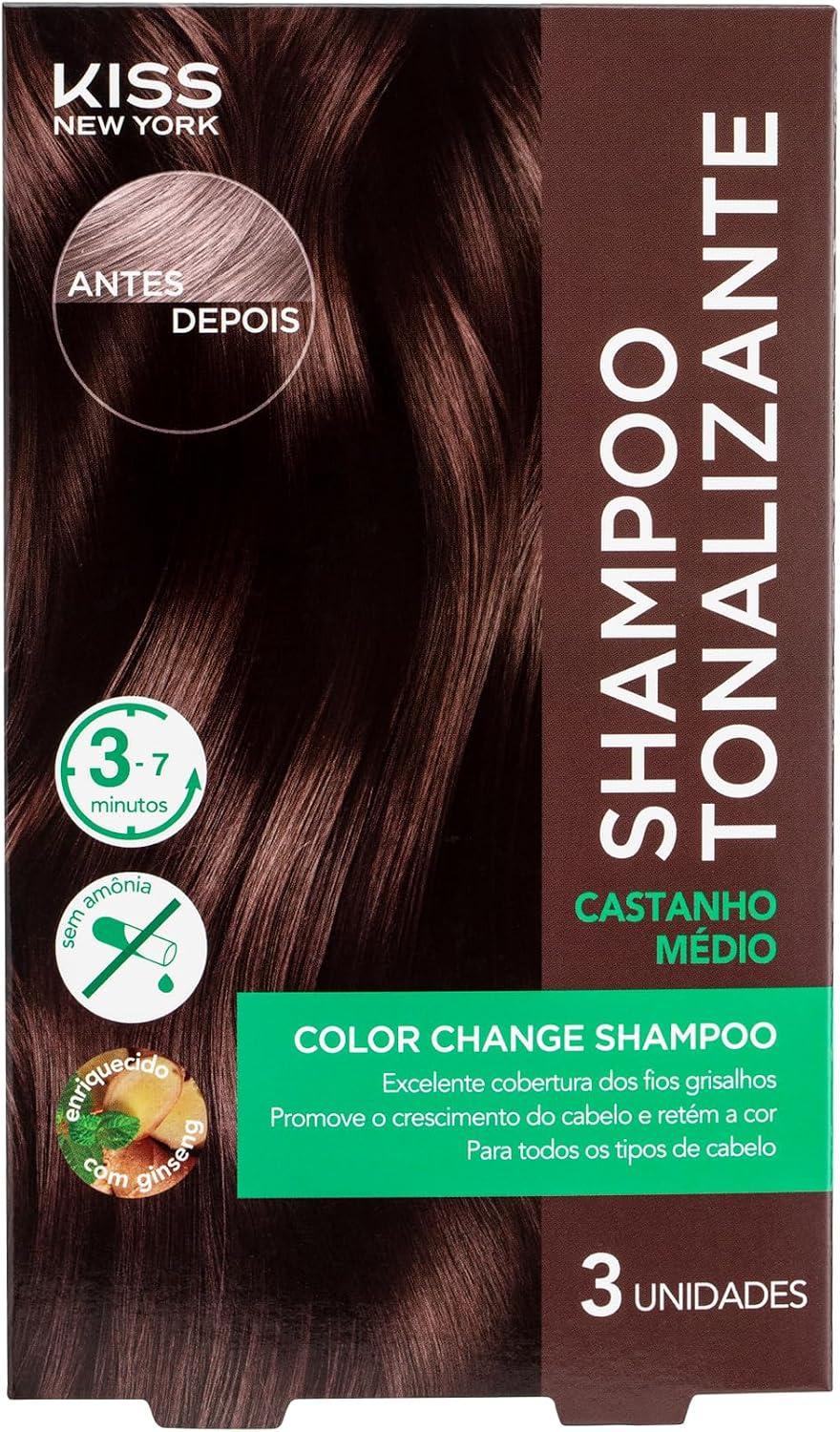 KISS NEW YORK Color Change Shampoo - Shampoo Tonalizante Castanho Médio