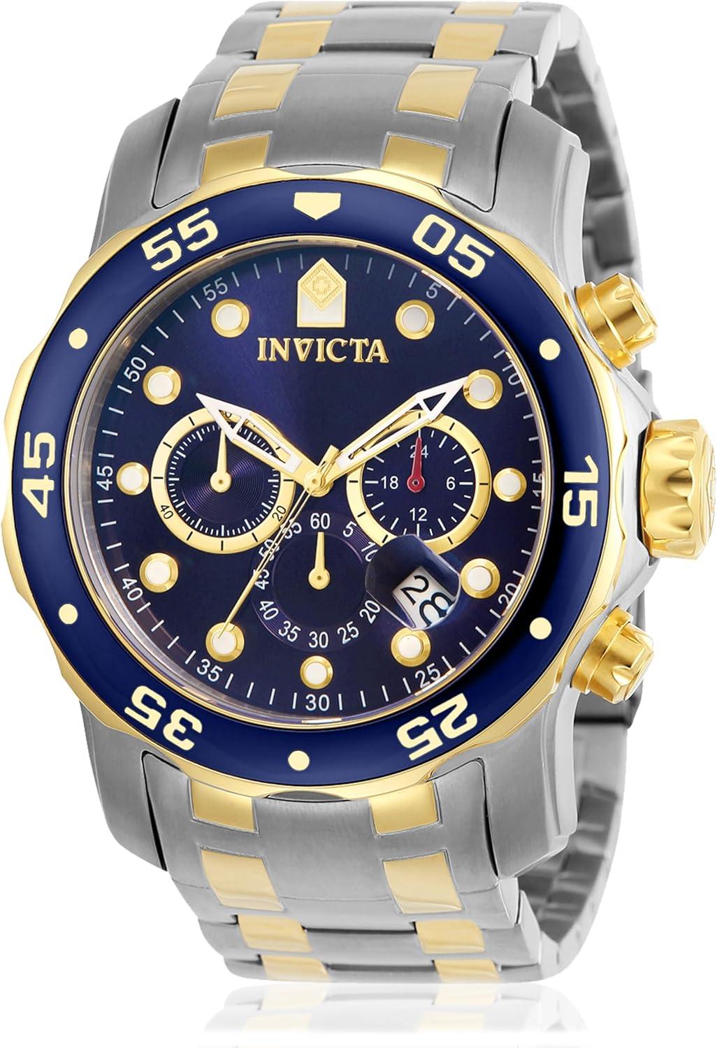 Invicta Relógio cronógrafo masculino Pro Diver Collection, Aço inoxidável, 48mm, Mergulhador, cronógrafo, movimento de quartzo