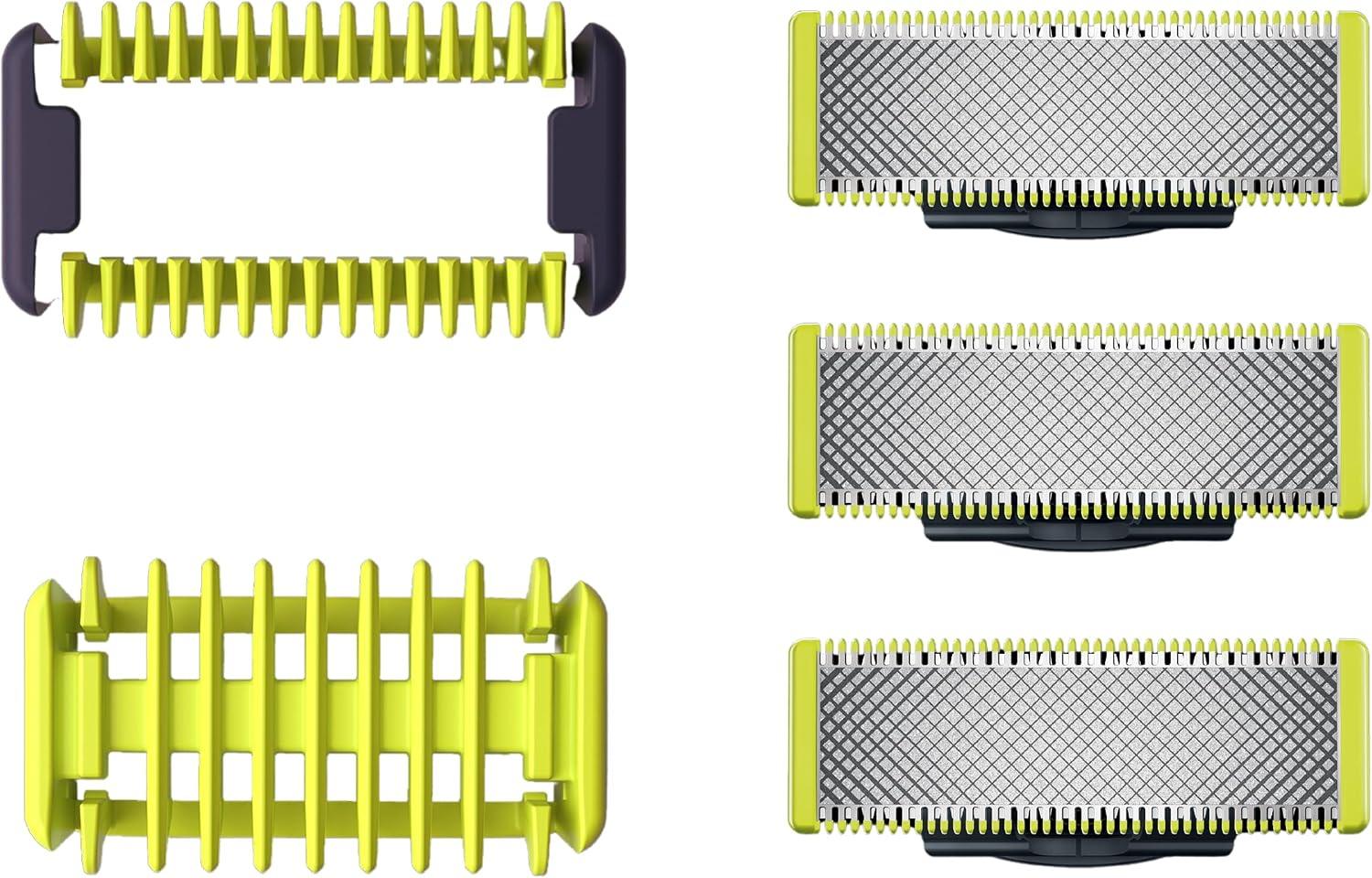 Lâminas de Reposição Originais Philips OneBlade QP630/51 Aço Inoxidável - Raspa, Apara e Contorna - Pacote com 3 un