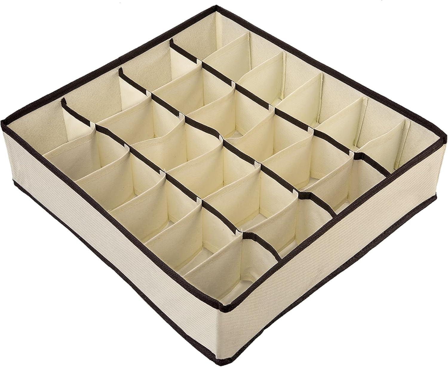Ordene - Organizador de Gaveta Tipo Colmeia para Peças Íntimas, Cor Creme com Marrom, Linha My Closet