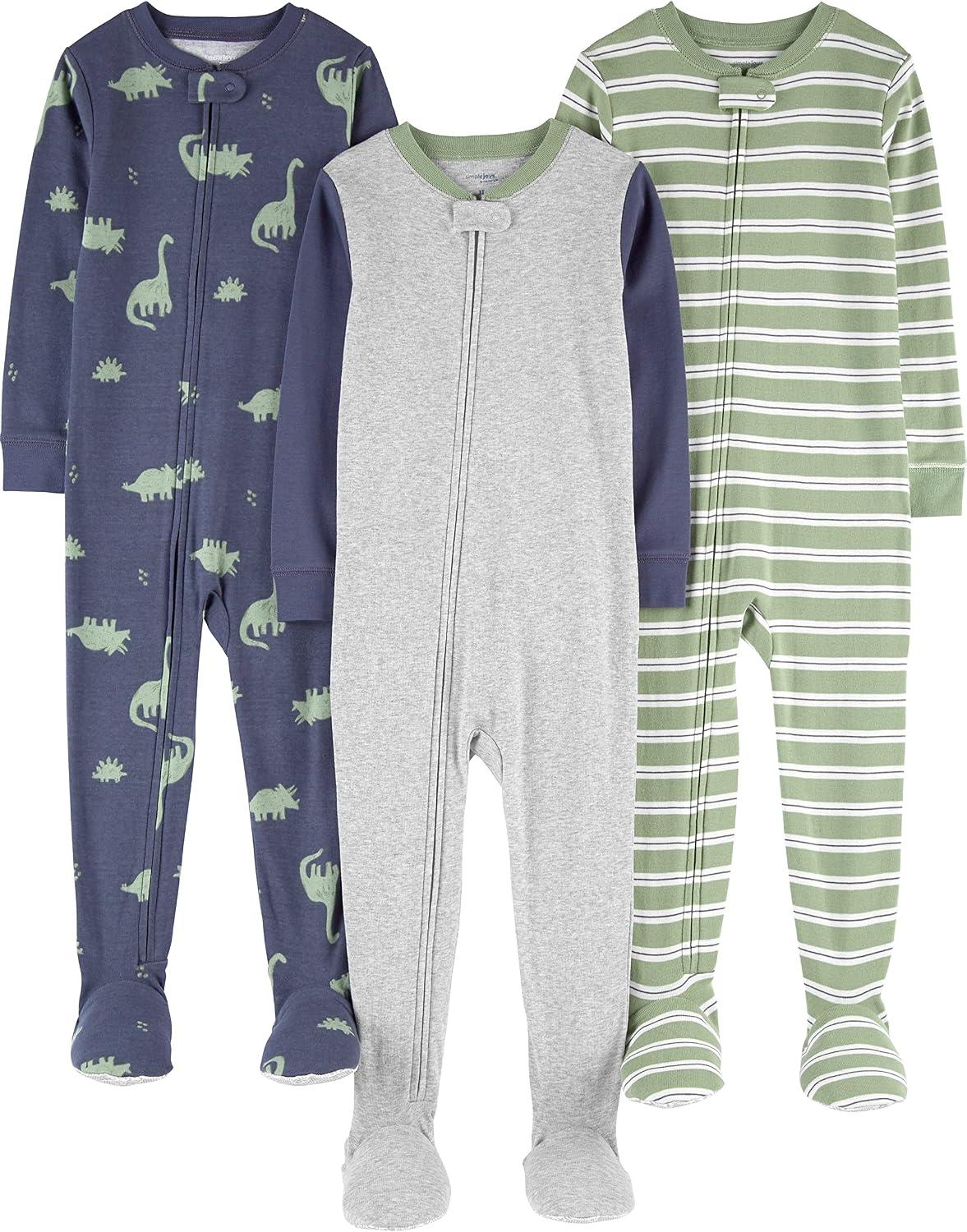 Macacão de dormir para bebês Pijama de algodão com pés justos Simple Joys by Carter'sMeninos