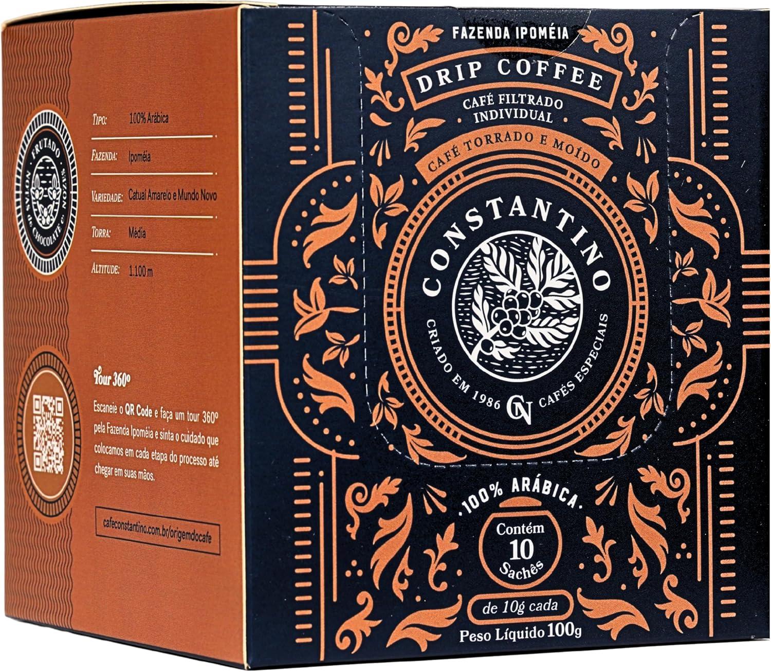 Café Constantino, Café especial Drip Coffee, 100% Arábica, 10 sachês, 100g
